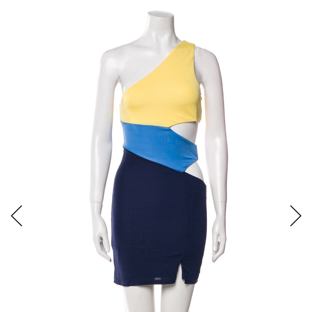 Colorblock One-Shoulder Staud Letta Minidress
